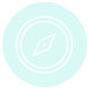 Compass icon white with teal background