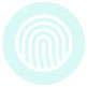 Thumbprint icon white with teal background